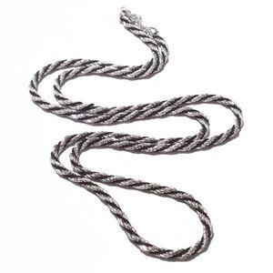 Vintage Silver Tone and Black Twisted Rope Chain Necklace 30 Inches